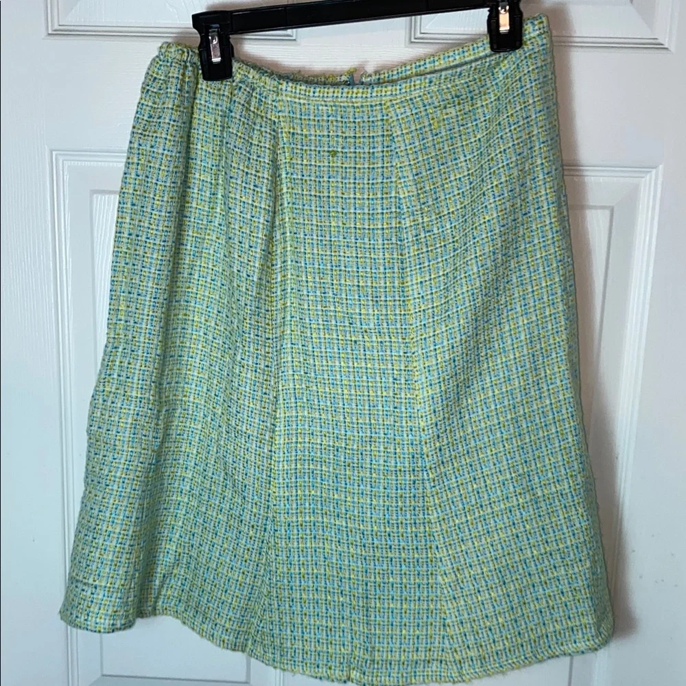 Dana Buchman Women's Yellow and Blue Tweed 2 Piece Skirt Suit Blazer Jacket - Picture 7 of 13